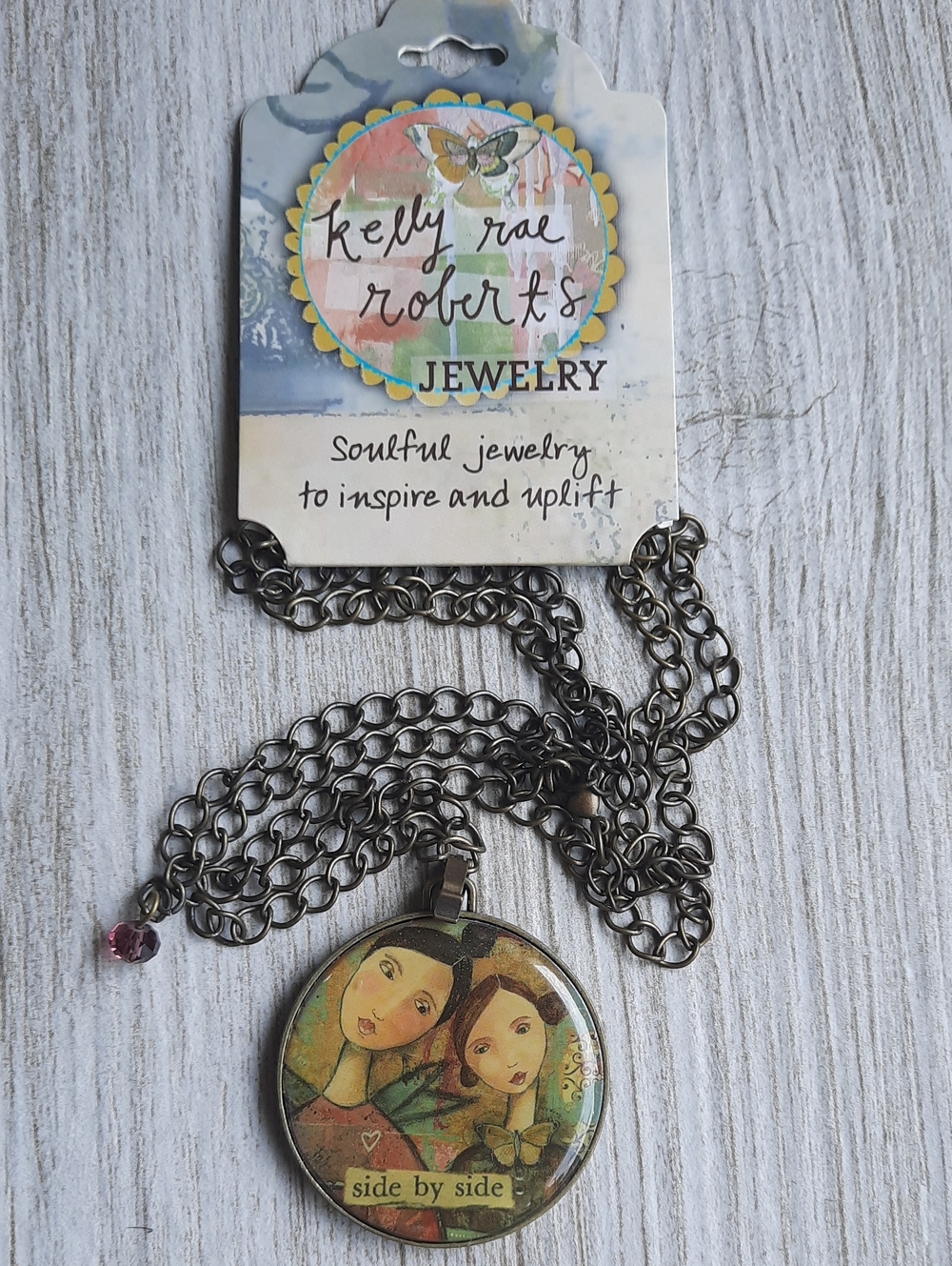 Inspirational Floral Pendant Deeply Loved Necklace Kelly Rae Roberts Jewelry NWT